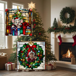 Adorno De Cerámica Ratón navidad en regalo de vidrio fallido
