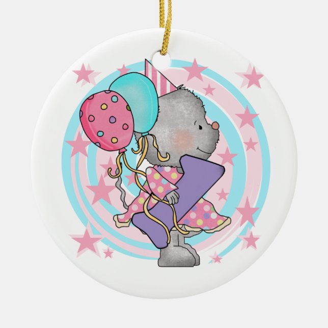 Adorno De Cerámica Ratón Primer cumpleaños camisetas y regalos (Frente)