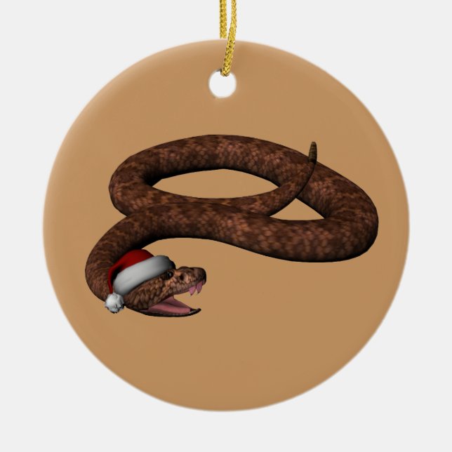 Adorno De Cerámica Rattlesnake Con Sombrero Santa (Frente)