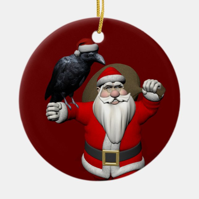 Adorno De Cerámica Raven Loving Santa Claus (Frente)