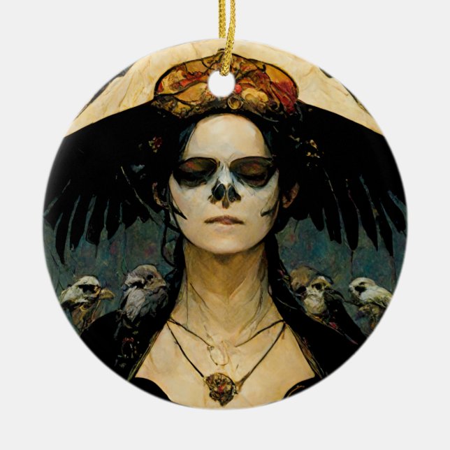 Adorno De Cerámica Raven Witch 4 Fantasy Horror Gótico Gótico (Frente)
