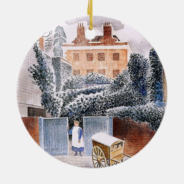 Adorno De Cerámica Ravilious - Vicarage en invierno, (Atrás)