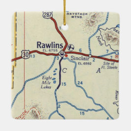Adorno De Cerámica Rawlins WY Vintage Map