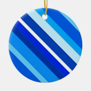 Adorno De Cerámica Rayas de caramelo estratificadas - cobalto y azul