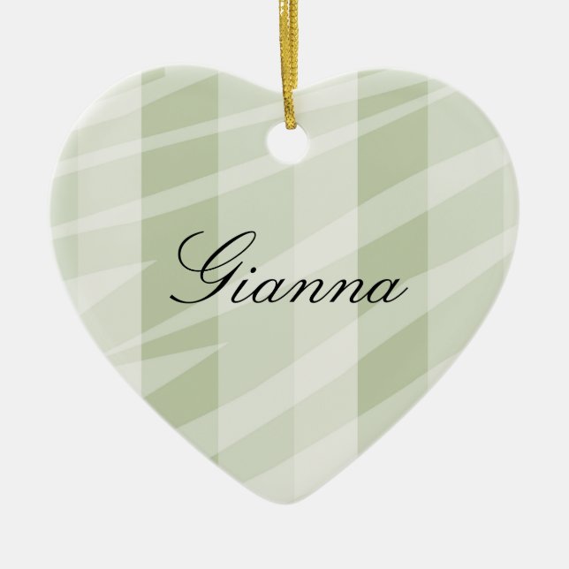 Adorno De Cerámica Rayas de cebra blanca verde suave (Frente)