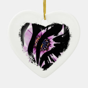 Adorno De Cerámica Rayas de Corazón Negro