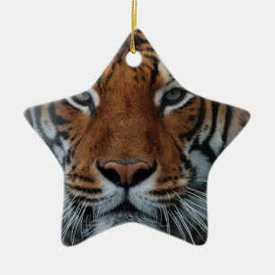 Adorno De Cerámica Rayas de gato tigre niebla de la selva animal