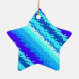 Adorno De Cerámica Rayas de vidrio - tonos azules del océano