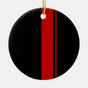 Adorno De Cerámica Rayas negras y ROJAS clásicas del coche de