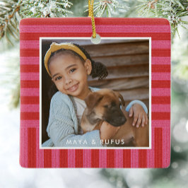 Adorno De Cerámica Rayas rojas lindas y simples Navidades de fotos