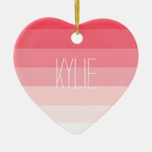 Adorno De Cerámica Rayas rosadas de Ombre (Frente)