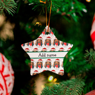Adorno De Cerámica Raza de perro Dachshund Navidad