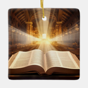 Adorno De Cerámica Razas de luz de la Biblia abierta