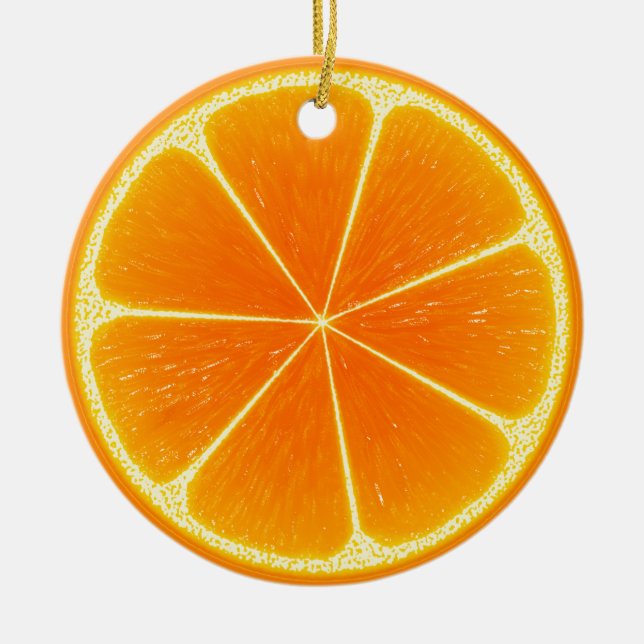 Adorno De Cerámica Rebanada De Fruta Naranja Citrus (Frente)