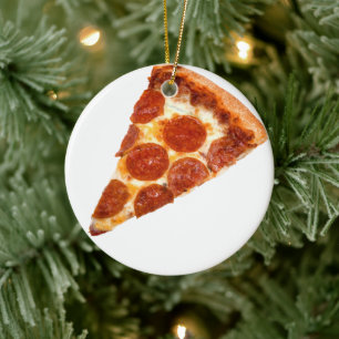 Adorno De Cerámica Rebanada de pizza de pepperoni clásica de Slippery
