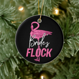 Adorno De Cerámica Rebaño de la Novia, Damas de Honor Flamingo Fiesta