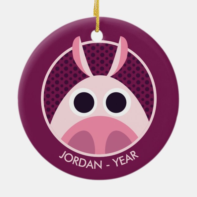 Adorno De Cerámica Receloso el cerdo (Atrás)