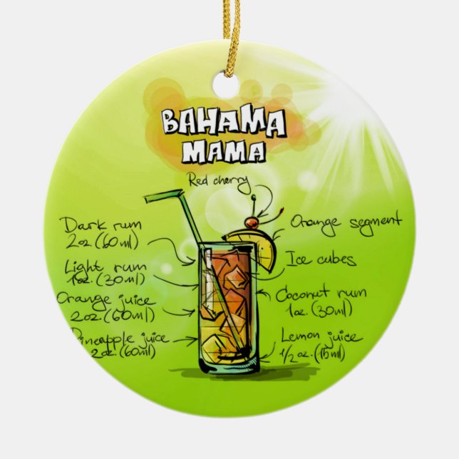 Adorno De Cerámica Receta Bahama Mama Cocktail (Frente)