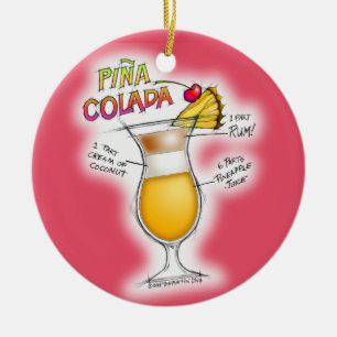 ADORNO DE CERÁMICA RECETA DE COCTEL DE PINA COLADA ART