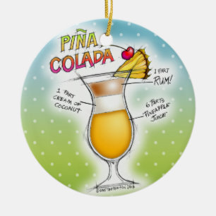 ADORNO DE CERÁMICA RECETA DE COCTEL DE PINA COLADA ART