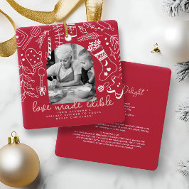 Adorno De Cerámica Receta de Navidades de fotografía roja en vacacion