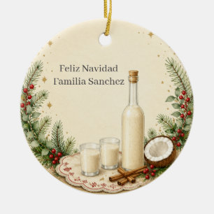 Adorno De Cerámica Receta Personalizada de Coquito Puertorriqueño Nav