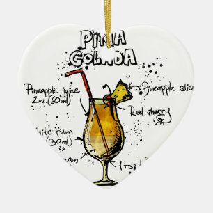 Adorno De Cerámica Receta Pina Colada del cóctel