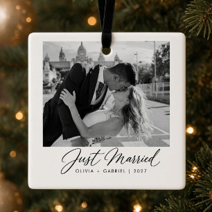 Adorno De Cerámica Recién Casados Foto de Boda Personalizada Recién C