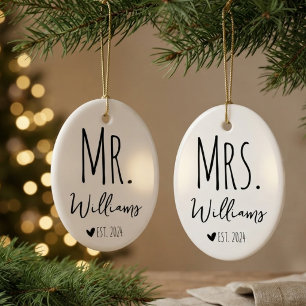 Adorno De Cerámica Recién casados Personalizado Rustico Bodas de la