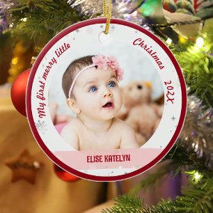 Adorno De Cerámica Recién nacido 2 Fotos Mis Primeros Navidades