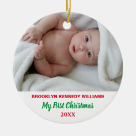 Adorno De Cerámica Recién nacido primer Personalizado de Navidad foto