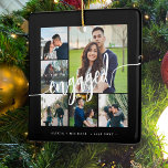 Adorno De Cerámica Recolección de fotos de compromiso con escritura m<br><div class="desc">Modelo de adorno de árbol moderno en blanco y negro regalo especial para una pareja comprometida con seis fotos personalizados y un guión moderno de caligrafía. Personalízalo con sus imágenes y texto! Tenga en cuenta que el color de fondo puede cambiar. Puede reemplazar el negro con cualquier otro color después...</div>