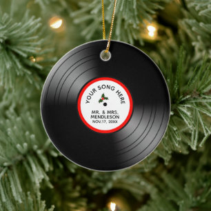 Adorno De Cerámica Record Album Personalized Christmas