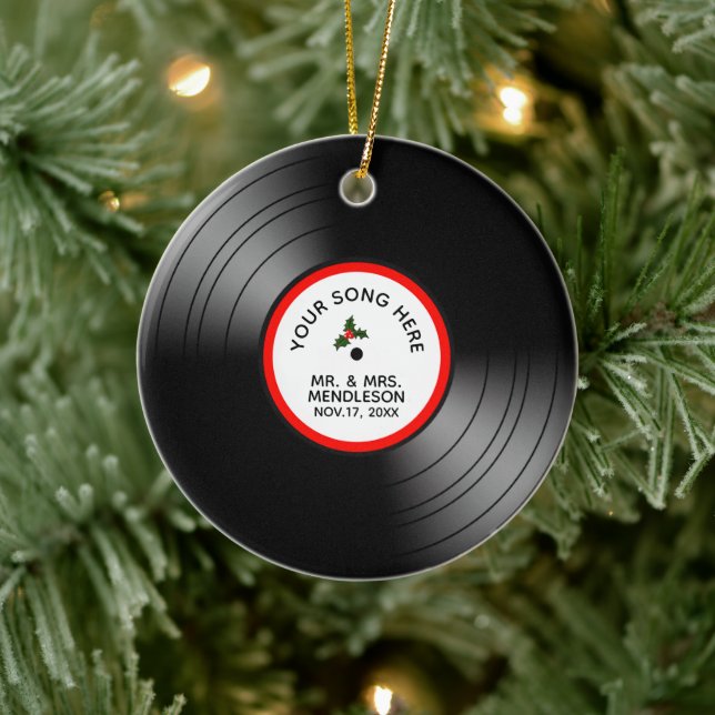 Adorno De Cerámica Record Album Personalized Christmas (Árbol)