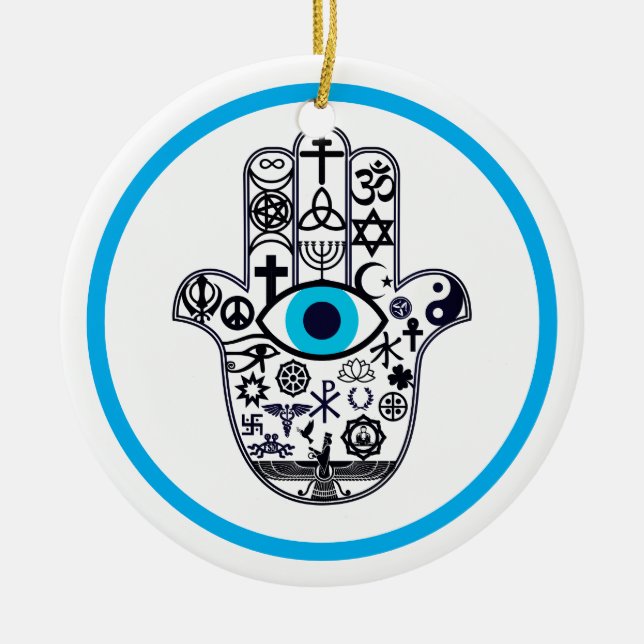 Adorno De Cerámica Recubrimiento de toda la mano de Hamsa de las (Frente)