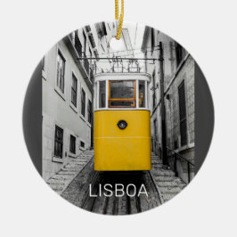 Adorno De Cerámica Recuento vintage de tranvía retro de Lisboa Portug