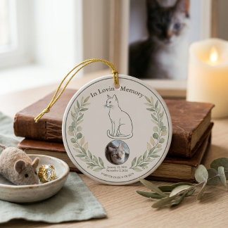 Adorno De Cerámica Recuerdo Botánico de Salvia para Memorial de Gato