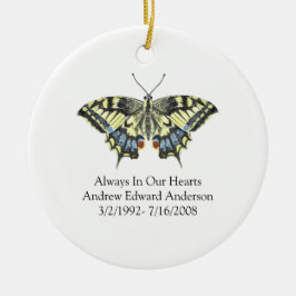 Adorno De Cerámica Recuerdo conmemorativo de mariposa amarilla azul