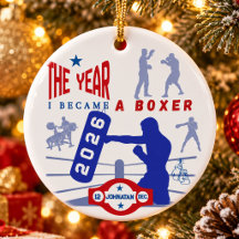 Recuerdo de Boxeo Azul Rojo Minimalista