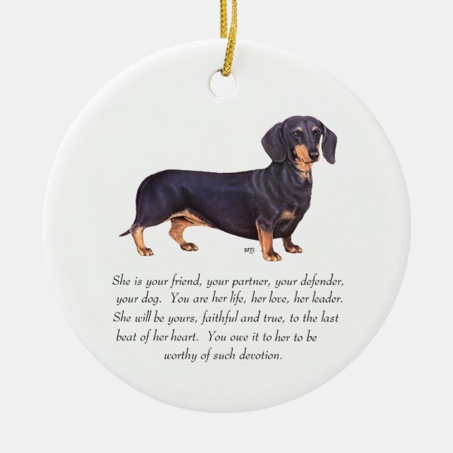 Adorno De Cerámica Recuerdo de Dachshund - Hembra (Frente)