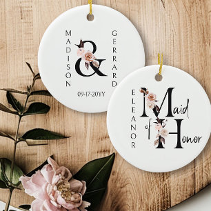 Adorno De Cerámica Recuerdo de Dama de Honor Carta Floral Boho