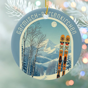 Adorno De Cerámica Recuerdo de esquí de Garmisch-Partenkirchen Aleman