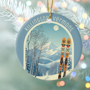 Adorno De Cerámica Recuerdo de esquí de Killington Vermont 