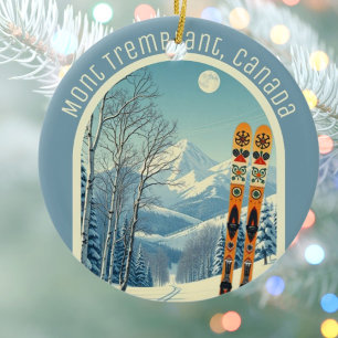 Adorno De Cerámica Recuerdo de esquí de Mont Tremblant Quebec Canadá 