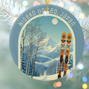 Adorno De Cerámica Recuerdo de esquí de Niseko United Japón Hokkaido
