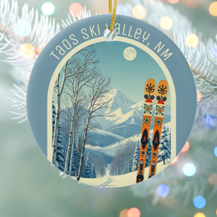 Adorno De Cerámica Recuerdo de esquí de Taos Ski Valley Nuevo México 