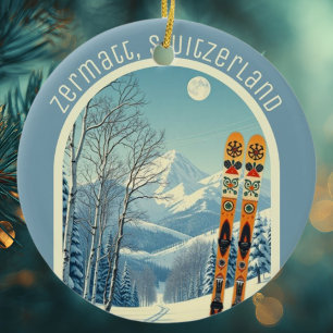 Adorno De Cerámica Recuerdo de esquí de Zermatt Suiza