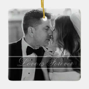 Adorno De Cerámica Recuerdo de foto de boda en blanco y negro elegant