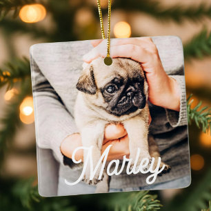Adorno De Cerámica Recuerdo de foto de mascota personalizada simple y