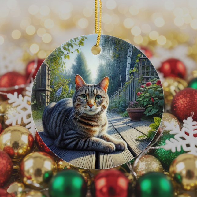 Adorno De Cerámica Recuerdo de gato atigrado curioso (Subido por el creador)